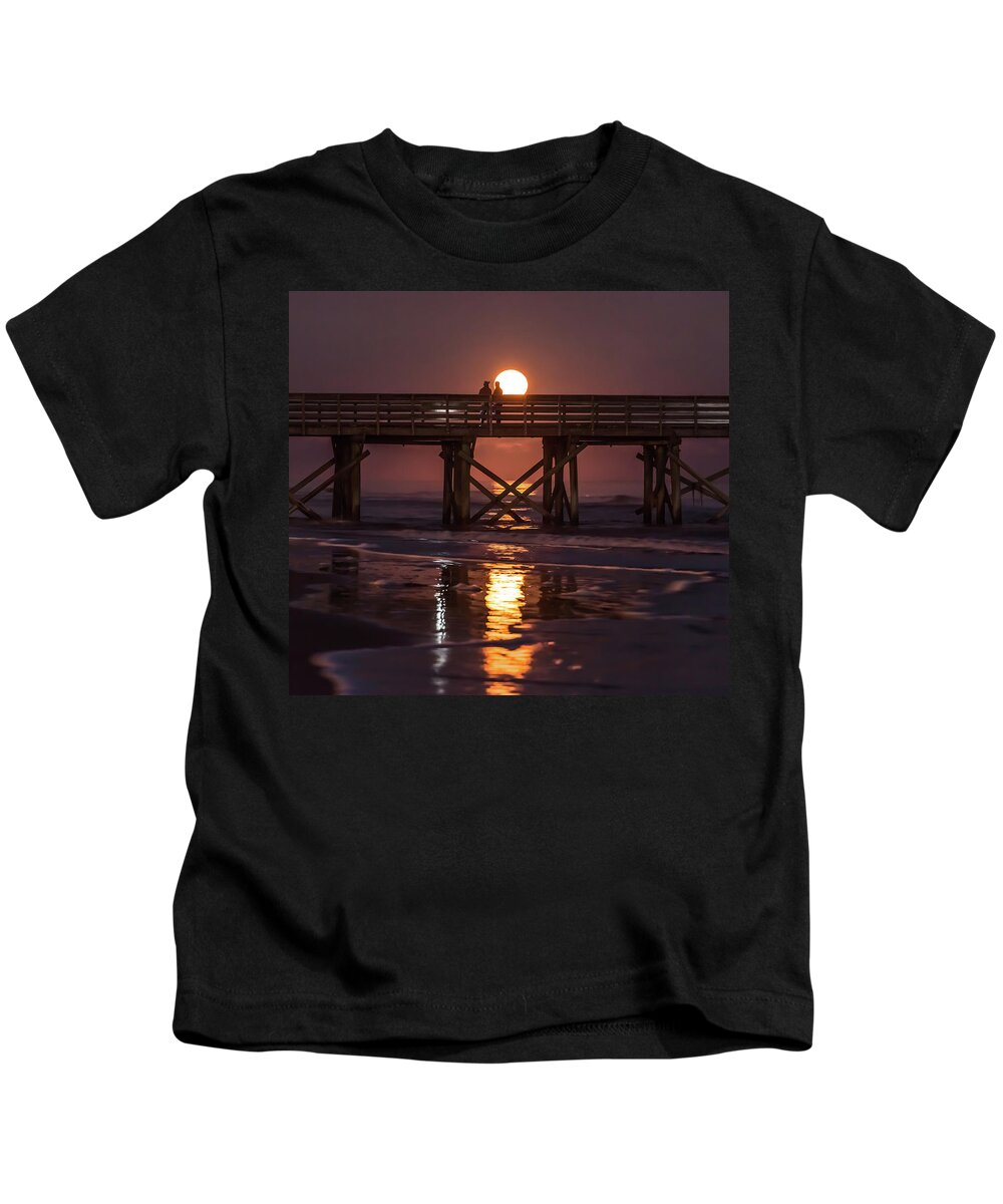 Supermoon Kids T-Shirt featuring the photograph Supermoon Over the Isle of Palms, SC by Donnie Whitaker