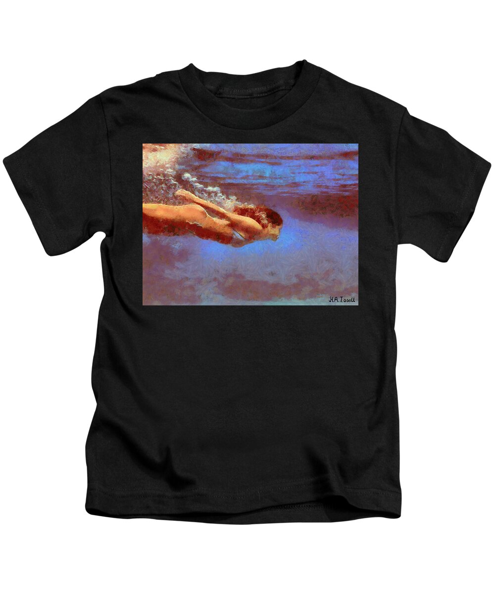 Dive Kids T-Shirt featuring the digital art Swim and Dive IV by Humphrey Isselt