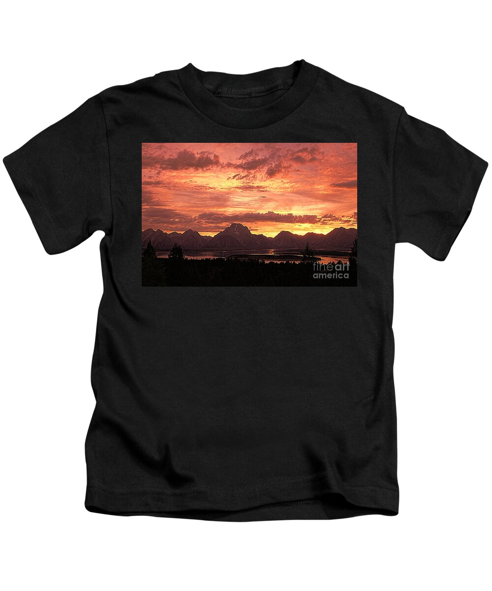 Sunset Kids T-Shirt featuring the photograph Teton Sunset by Mark Jackson