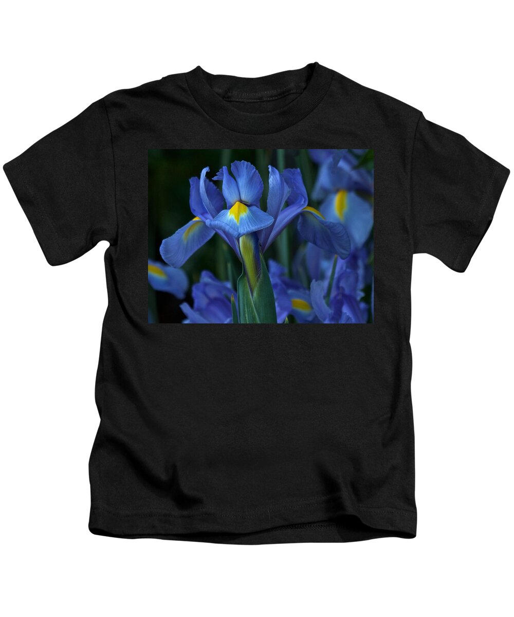 Blue Irises Kids T-Shirt featuring the photograph The Blues by Richard Cummings