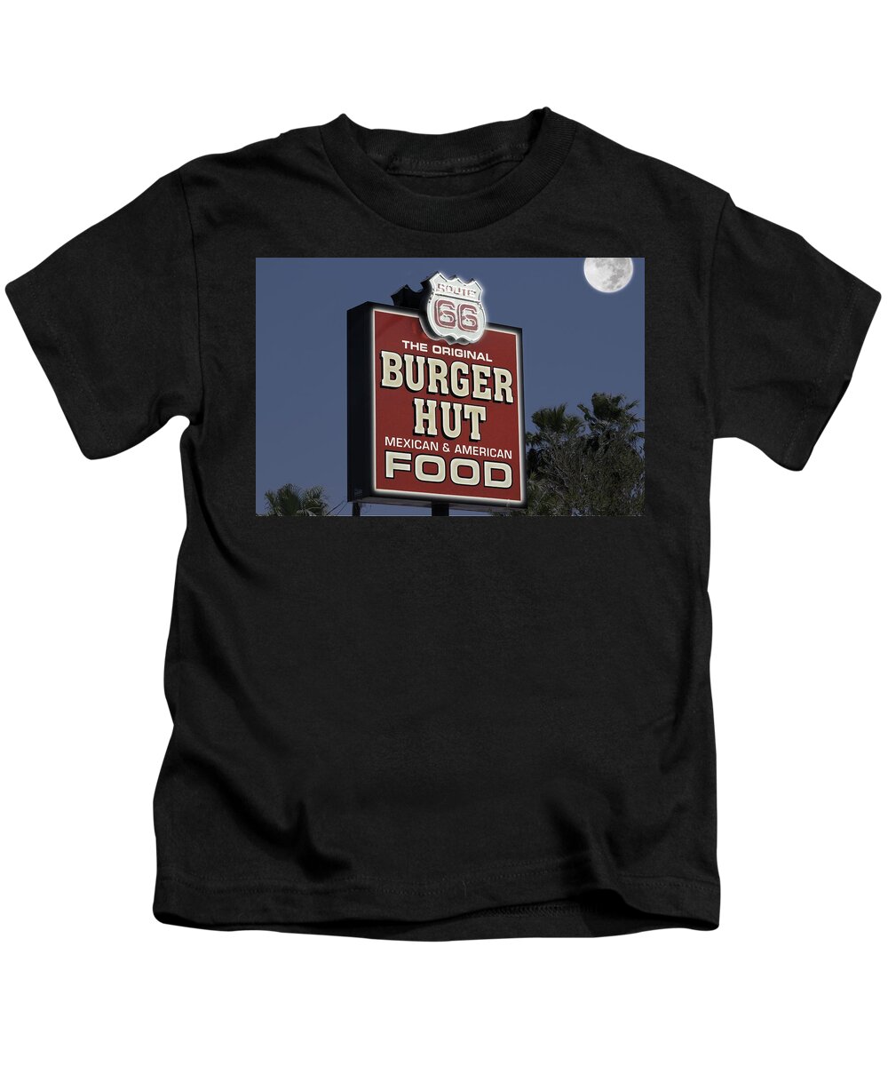 Old West Kids T-Shirt featuring the photograph The Burger Hut at Night by Colleen Cornelius