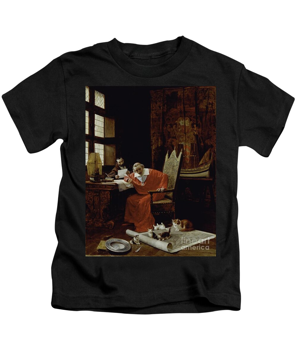 Cardinal Kids T-Shirt featuring the painting The Cardinal's Leisure by Charles Edouard Delort