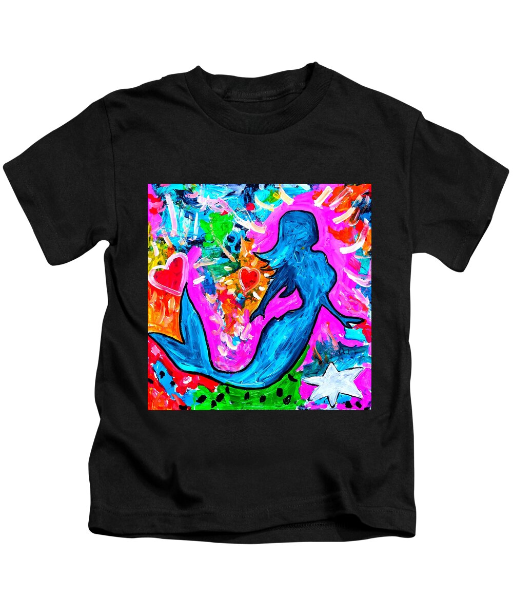 Mermaid Kids T-Shirt featuring the painting The dancing mermaid by Neal Barbosa