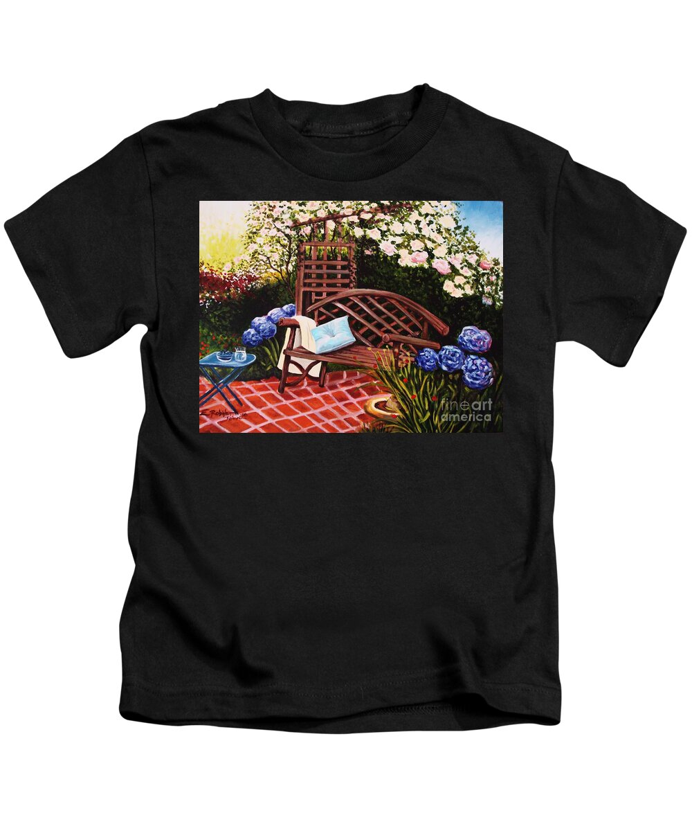 Landscape Kids T-Shirt featuring the painting The Garden by Elizabeth Robinette Tyndall