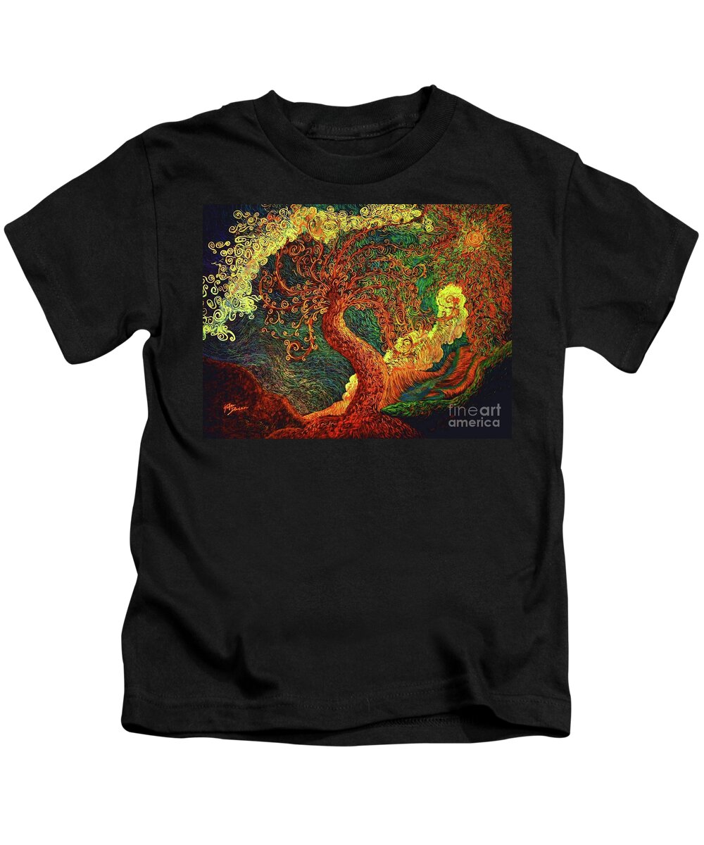 Van Gogh Kids T-Shirt featuring the painting The Golden Tree by Stefan Duncan