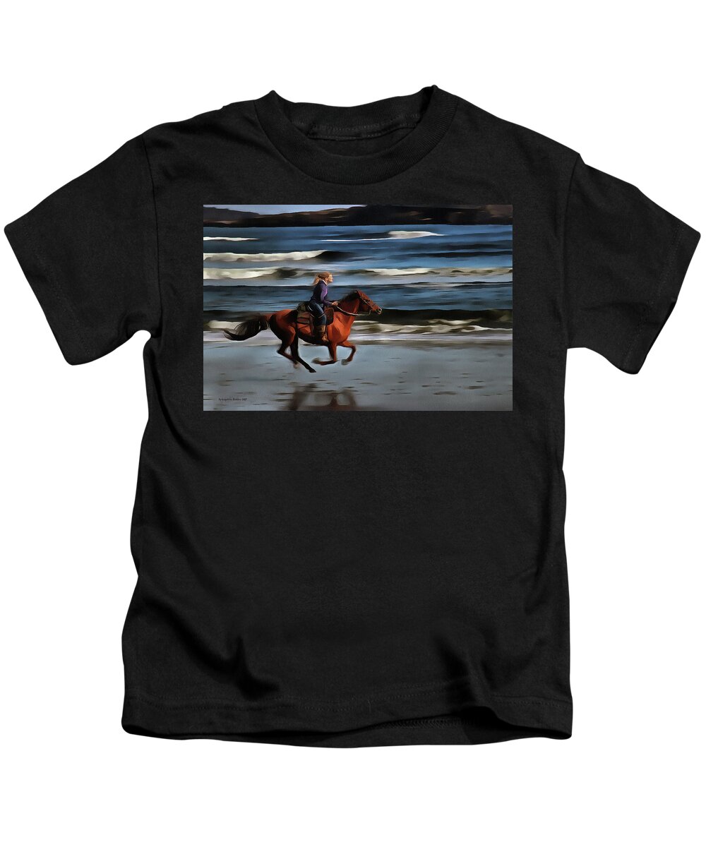 Horse Rider Kids T-Shirt featuring the photograph The Greatest of Pleasures by Aleksander Rotner