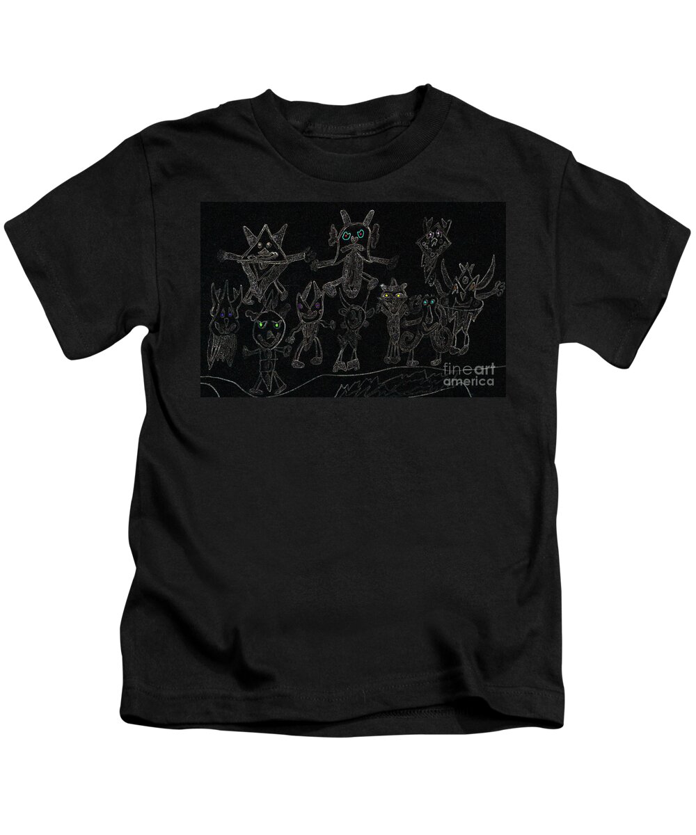 Ghosts Kids T-Shirt featuring the drawing The Haunted Farmhouse by Donna L Munro