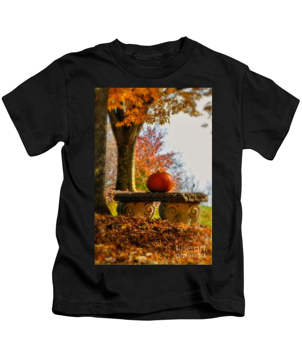 Pumpkin Kids T-Shirt featuring the photograph The Last Pumpkin by Lois Bryan