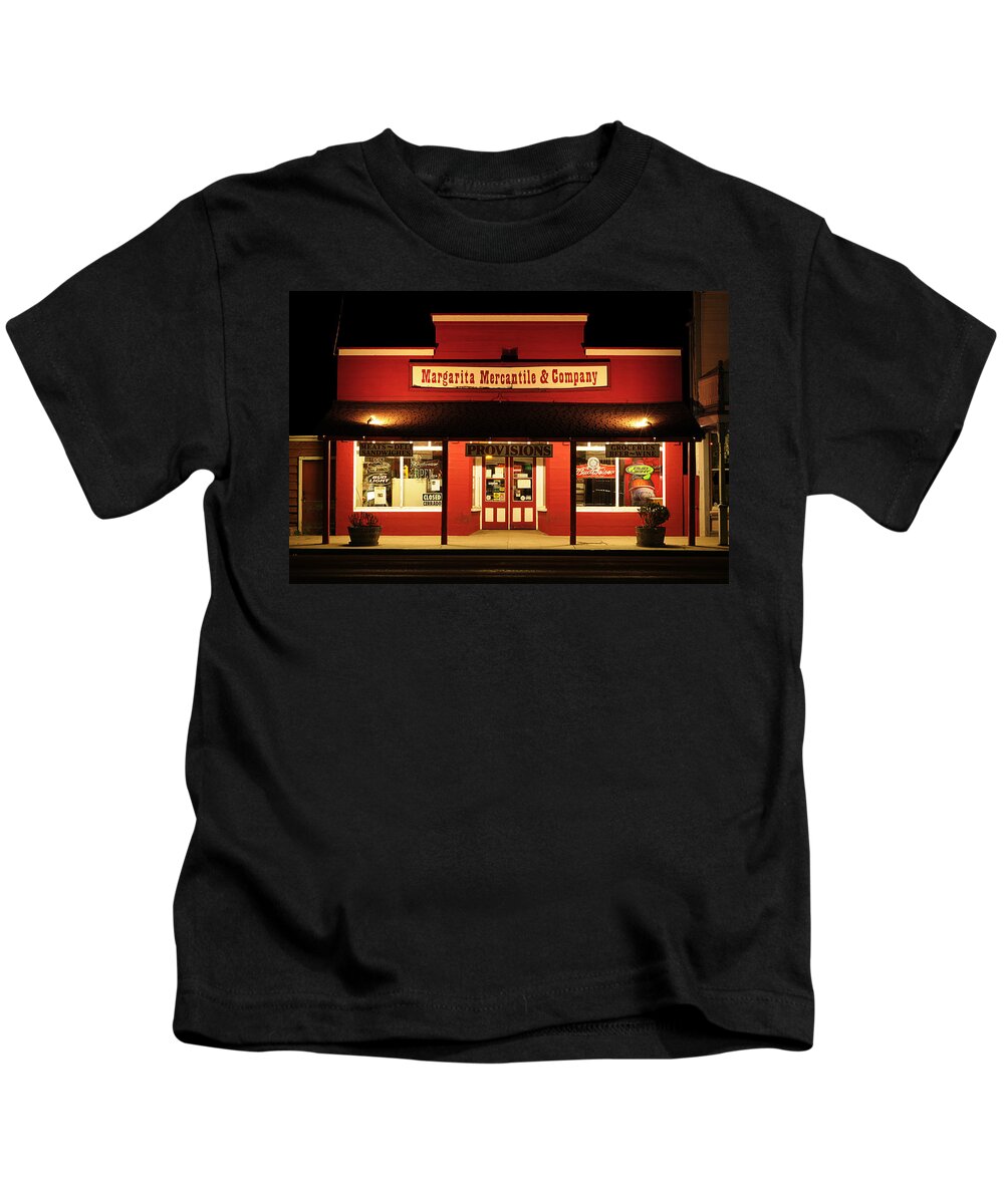Darin Volpe Architecture Kids T-Shirt featuring the photograph The Merc - General Store in Santa Margarita California by Darin Volpe