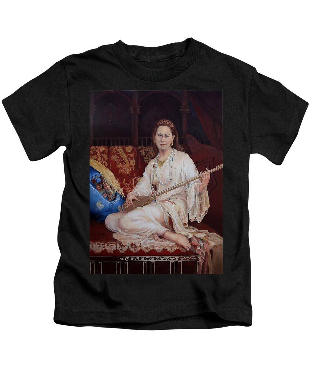 Portrait Kids T-Shirt featuring the painting The Musician by Portraits By NC