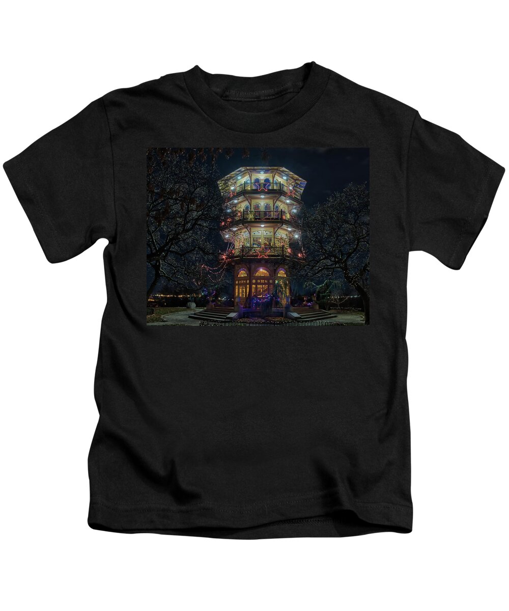 Baltimore Kids T-Shirt featuring the photograph The Pagoda at Christmas by Mark Dodd