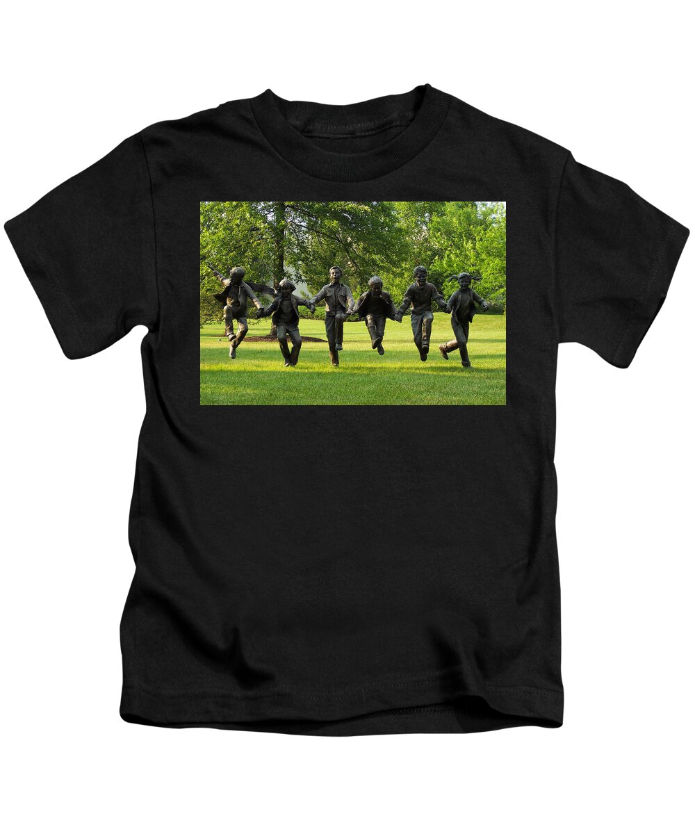 Puddle Jumpers Kids T-Shirt featuring the photograph The Puddle Jumpers At Byers Choice by Trish Tritz