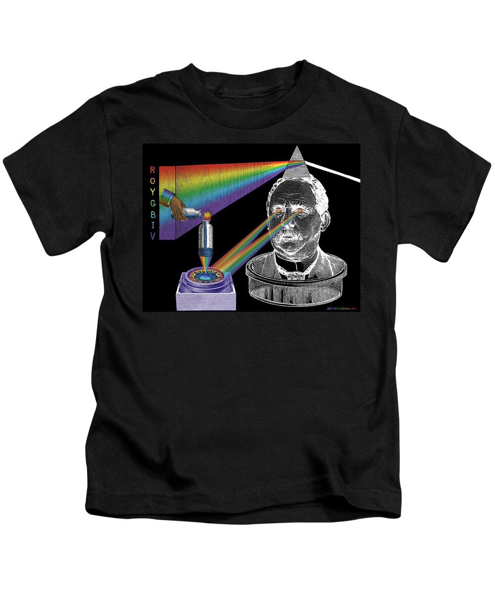 Multicolor Kids T-Shirt featuring the digital art The Spectre of Chromatopia by Eric Edelman