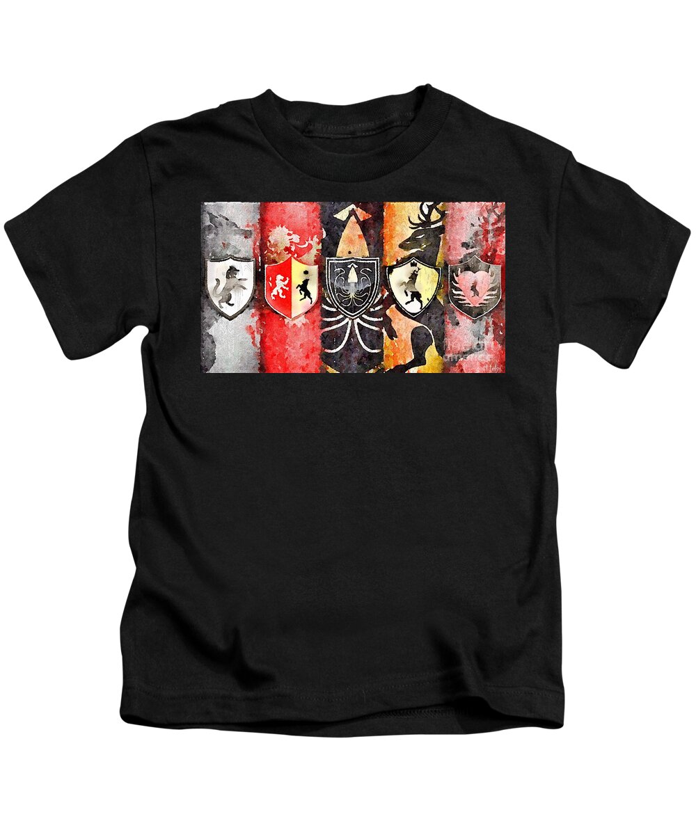 Game Of Thrones Kids T-Shirt featuring the painting Thrones by HELGE Art Gallery
