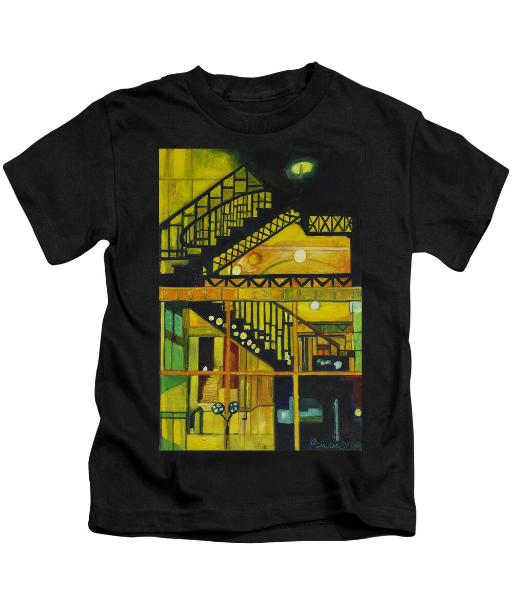 Abstract Kids T-Shirt featuring the painting Through Parisian Glass by Patricia Arroyo