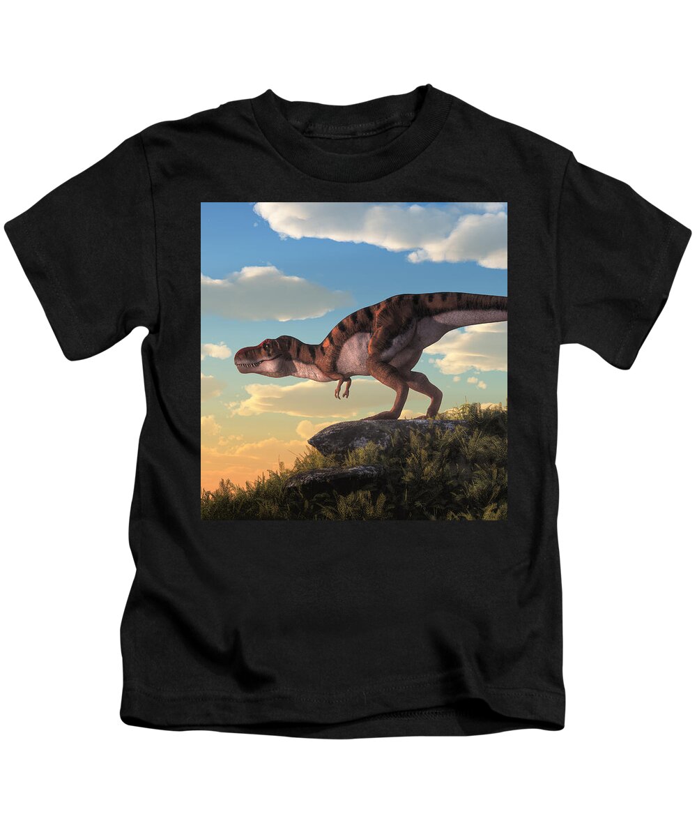 Tigersaurus Kids T-Shirt featuring the digital art Tigersaurus Rex by Daniel Eskridge