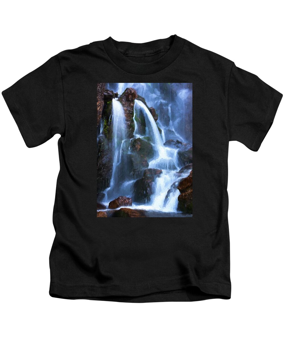 Americas Kids T-Shirt featuring the digital art Timberline Falls by Charmaine Zoe