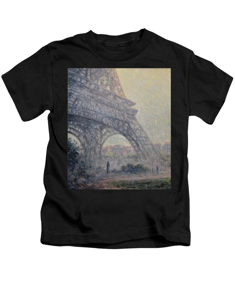 Paris Kids T-Shirt featuring the painting Paris , Tour de Eiffel by Pierre Dijk