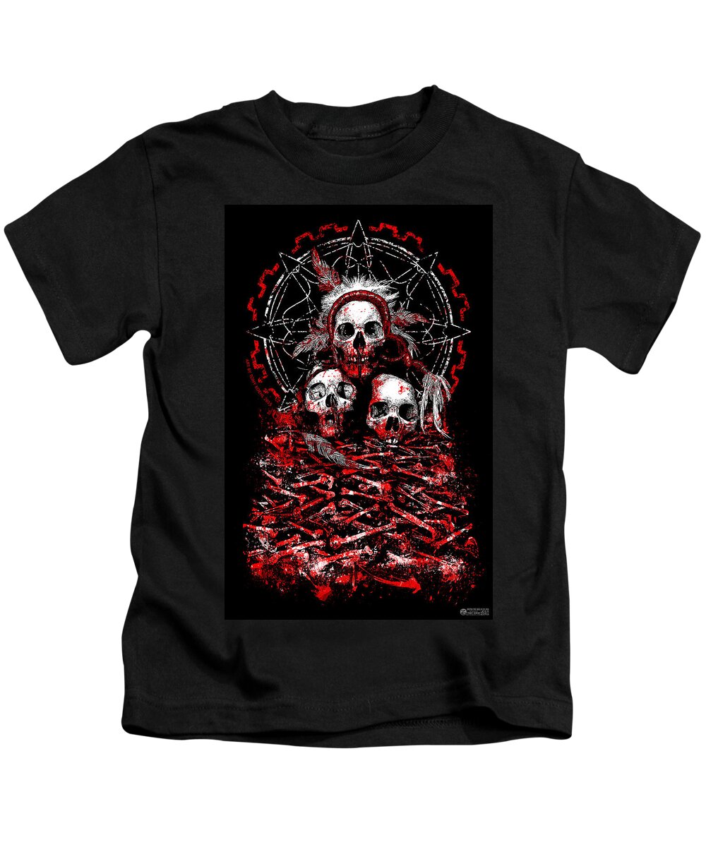 Skull Kids T-Shirt featuring the mixed media Tribal Massacre by Tony Koehl