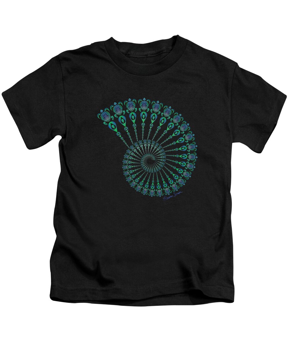 Colored Kids T-Shirt featuring the digital art Tribal Turtle Spiral Shell by Heather Schaefer