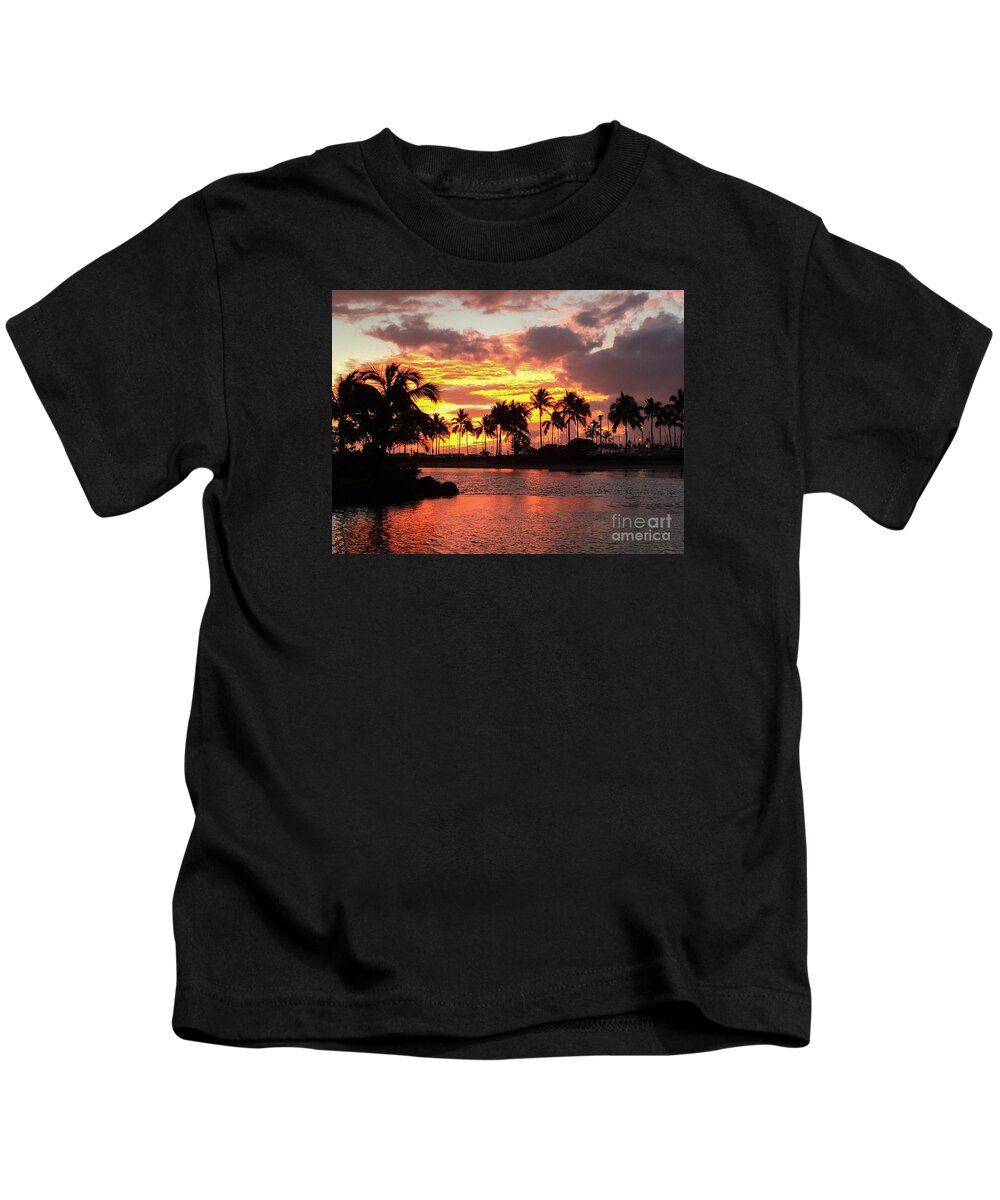 Sunset Kids T-Shirt featuring the photograph Tropical Sunset by Kimberly Blom-Roemer
