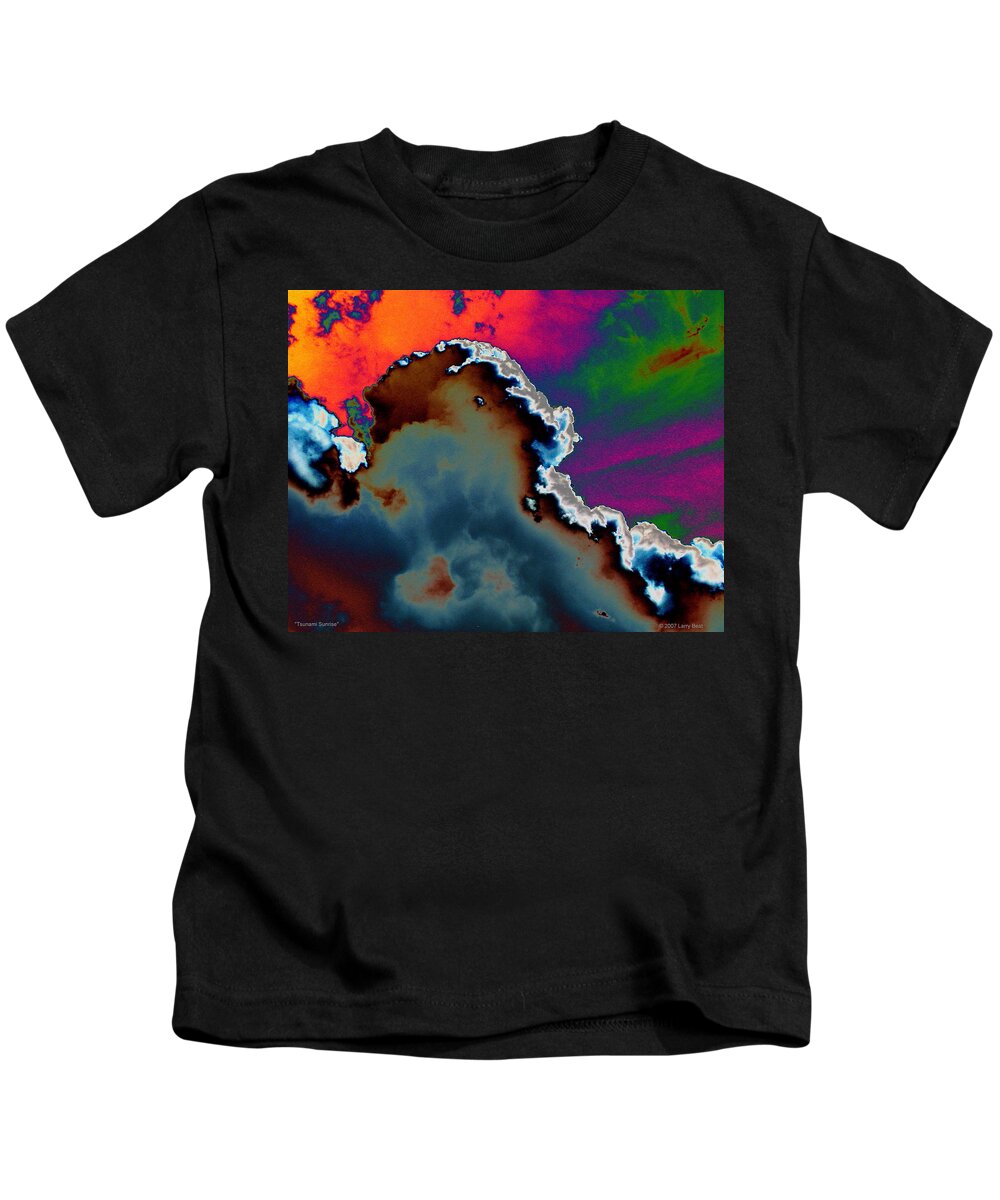 Wave Kids T-Shirt featuring the digital art Tsunami Sunrise by Larry Beat