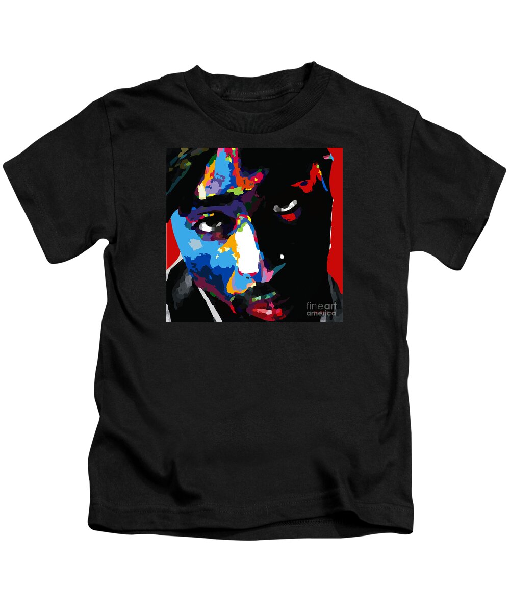 Portraits Kids T-Shirt featuring the digital art Tupac Shakur by Walter Neal