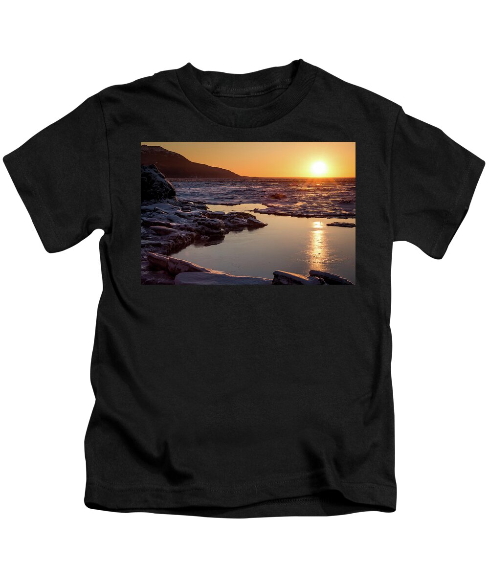 Alaska Kids T-Shirt featuring the photograph Turnagain Ice Tide by Tim Newton