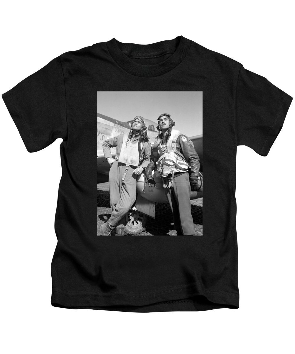 Benjamin Davis Kids T-Shirt featuring the photograph Tuskegee Airmen by War Is Hell Store
