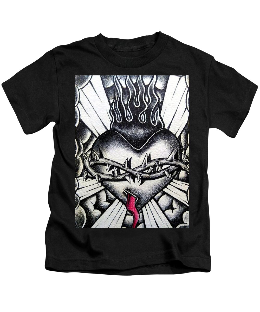 Black Art Kids T-Shirt featuring the drawing Untiled by As