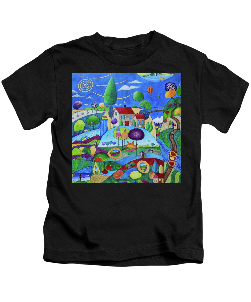 Whimsical Kids T-Shirt featuring the painting Verdanis by Winona's Sunshyne