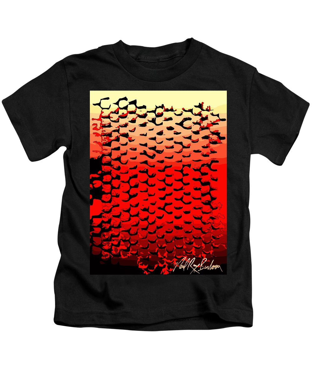 Digital Abstract Kids T-Shirt featuring the digital art Vibrational bricks by Neal Barbosa