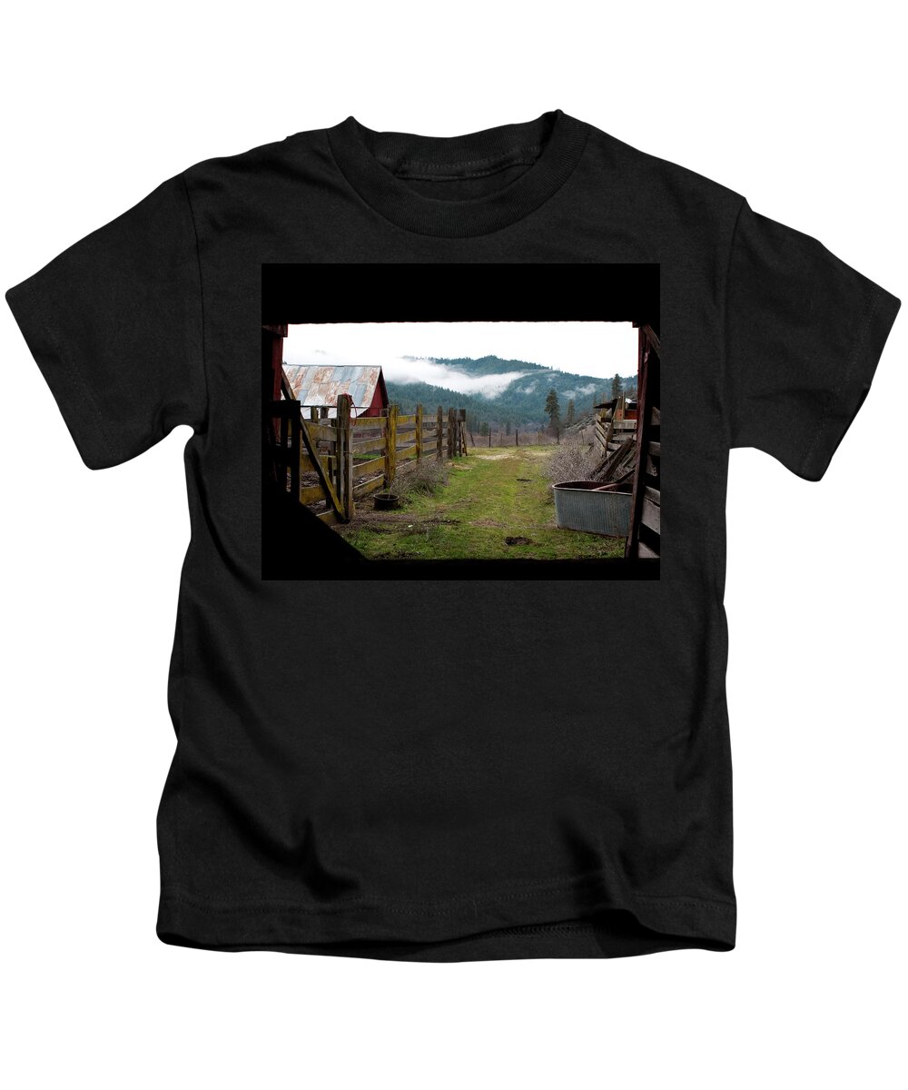 Hayfork Kids T-Shirt featuring the photograph View From a Barn by Lorraine Devon Wilke