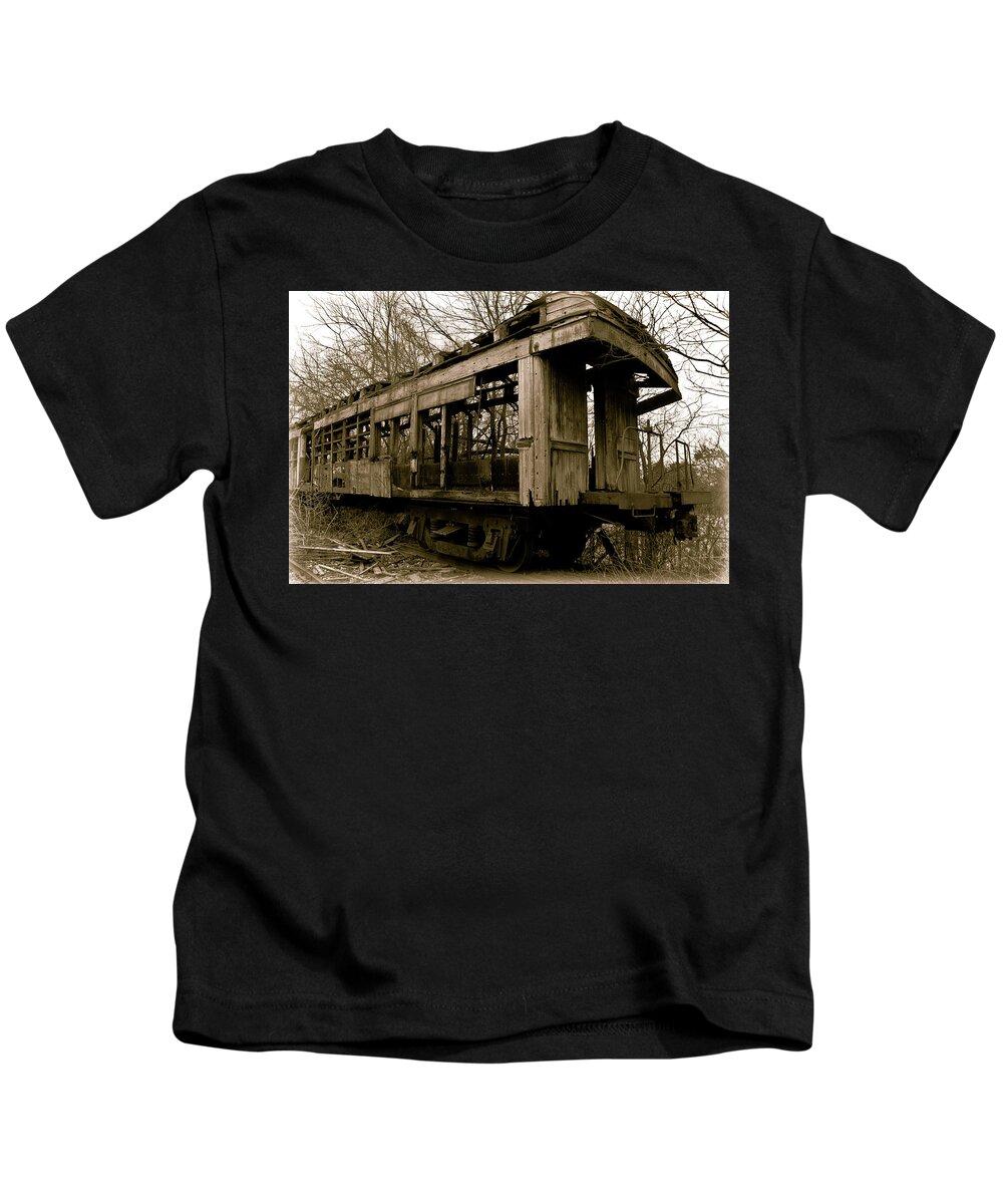 Train Kids T-Shirt featuring the photograph Vintage Train by Amber Flowers