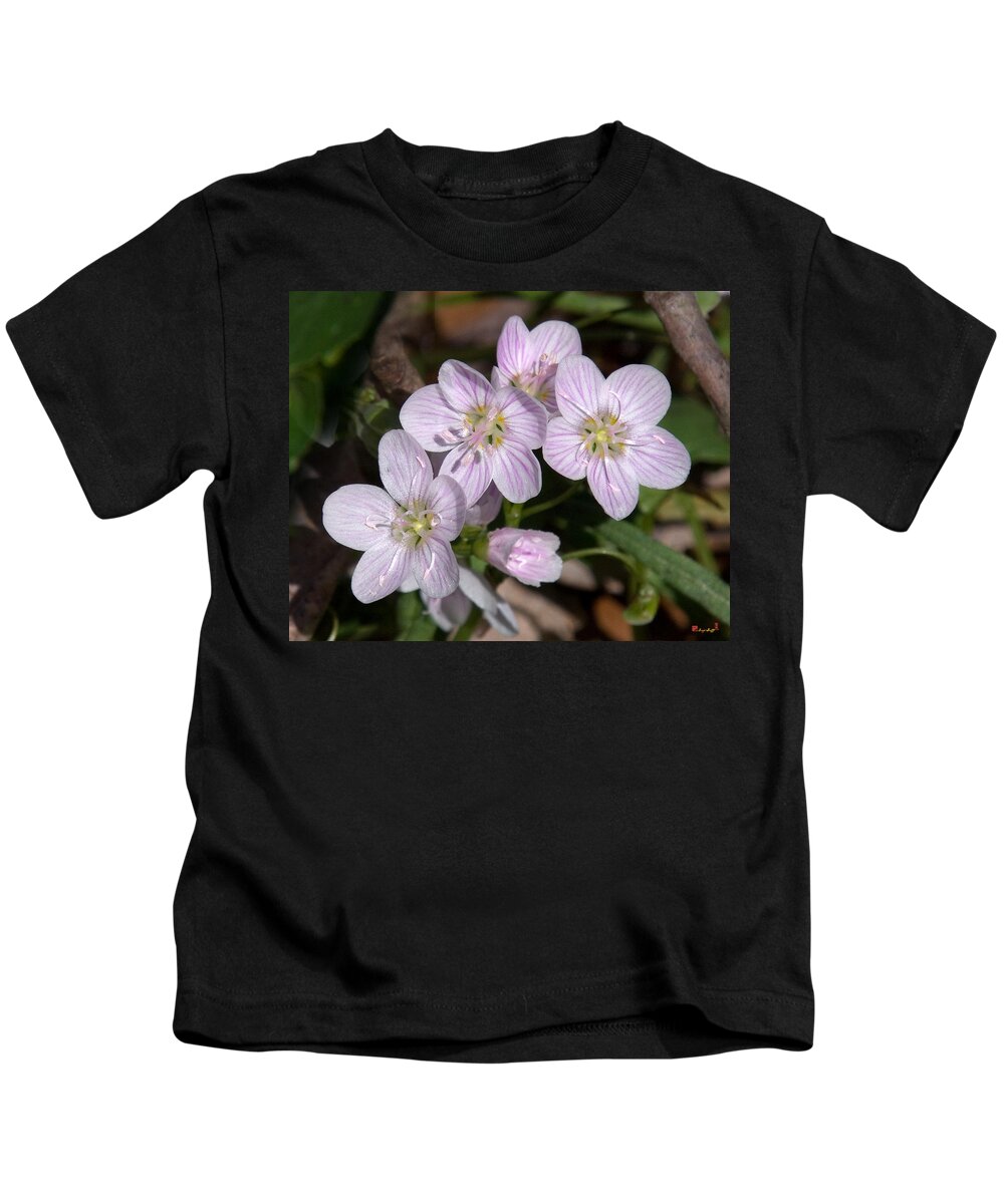 Spring Kids T-Shirt featuring the photograph Virginia or Narrowleaf Spring-Beauty DSPF041 by Gerry Gantt