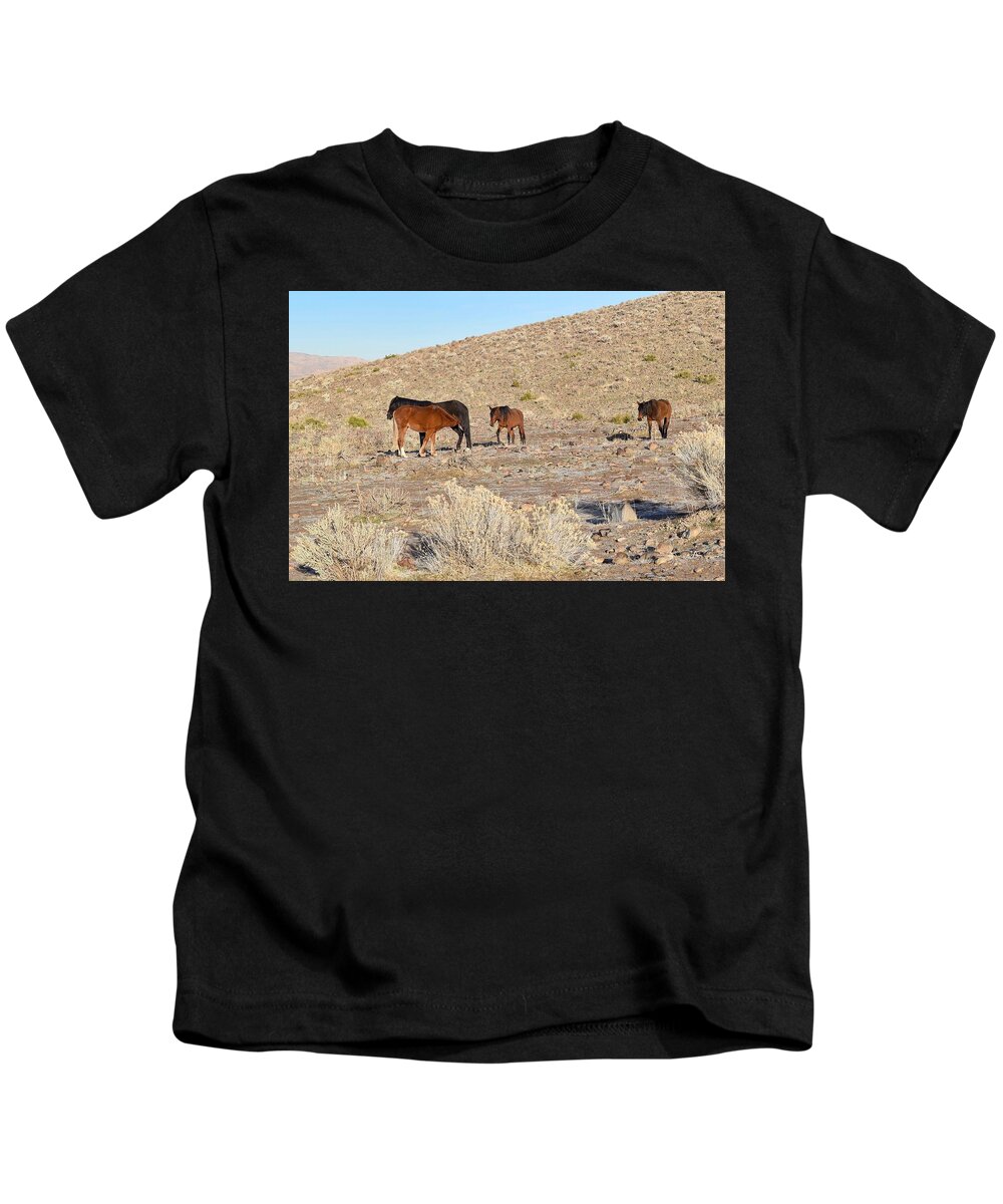 Virginia Range Mustangs Kids T-Shirt featuring the photograph Virginia Range Mustangs by Maria Jansson
