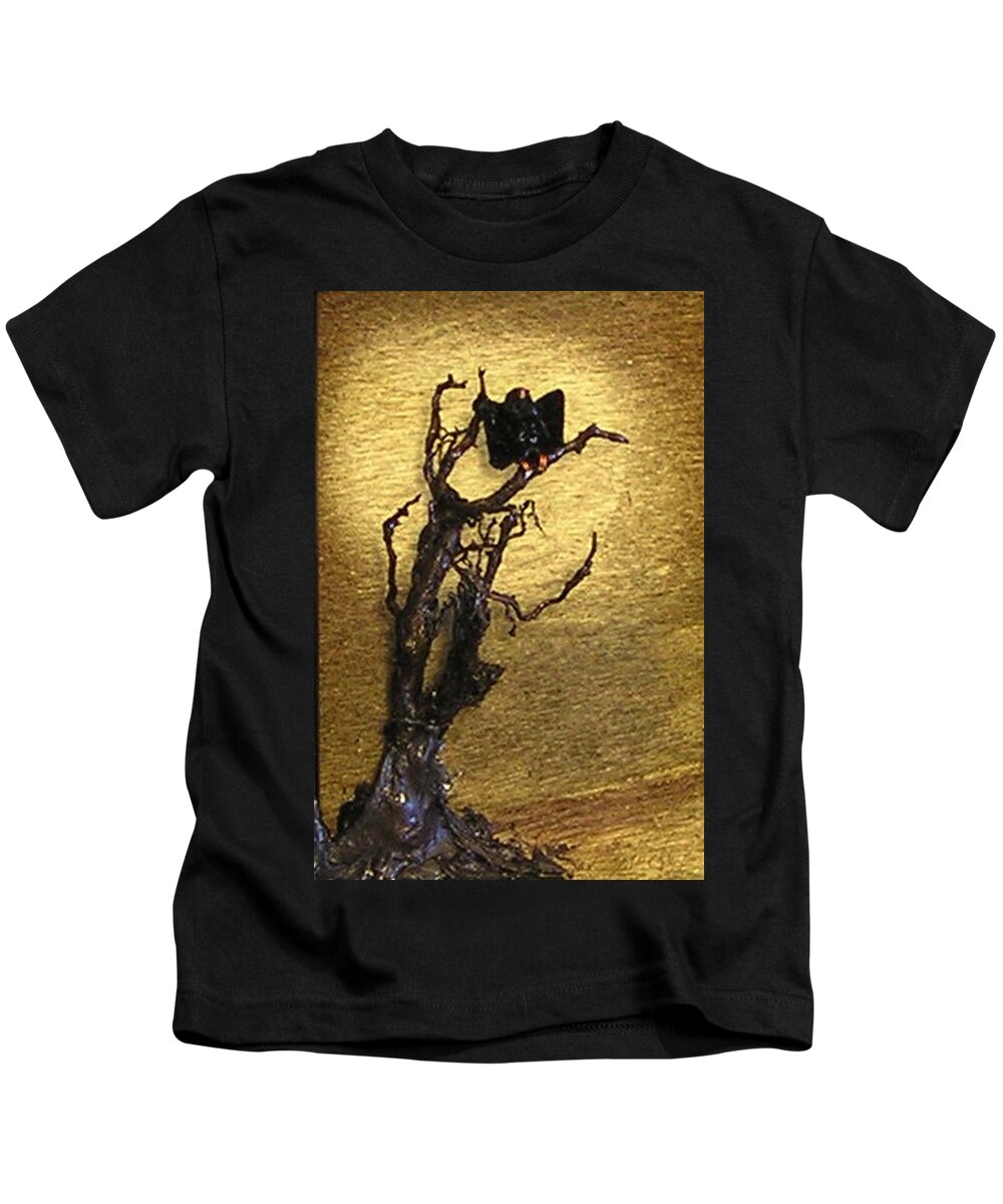 Vulture Kids T-Shirt featuring the mixed media Vulture with Textured Sun by Roger Swezey