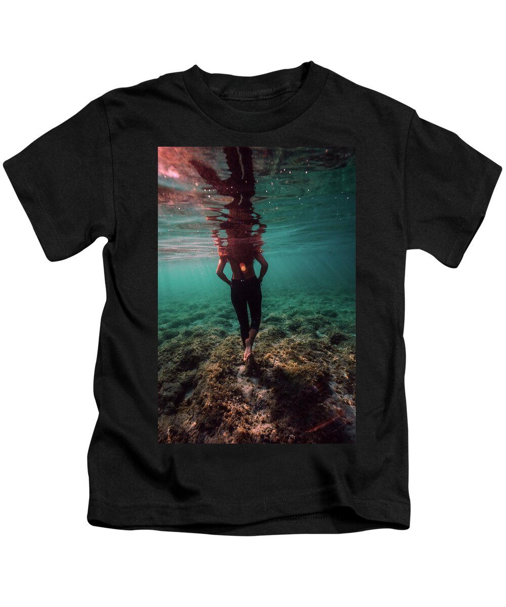 Swim Kids T-Shirt featuring the photograph Walk Away by Gemma Silvestre