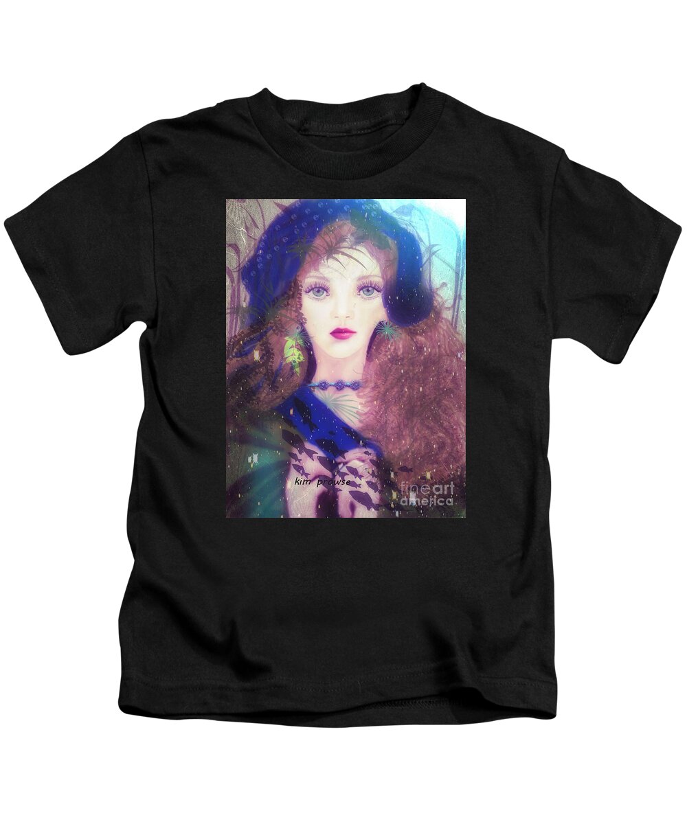 Portrait Kids T-Shirt featuring the mixed media Water West by Kim Prowse