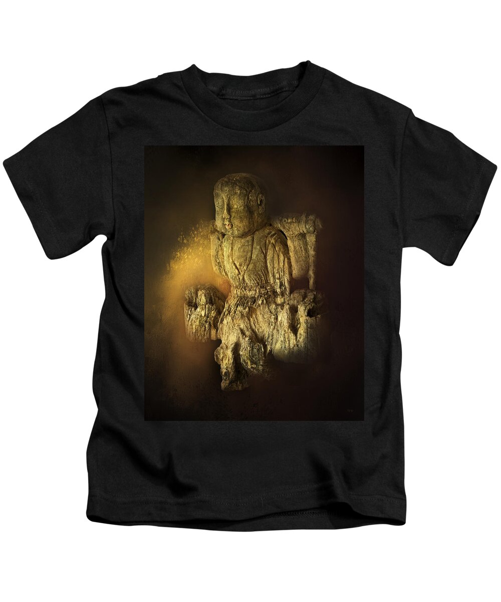 Theresa Tahara Kids T-Shirt featuring the photograph Waterboy As The Buddha by Theresa Tahara