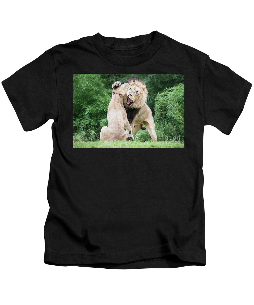 Cincinnati Zoo Kids T-Shirt featuring the digital art We are only playing Oil by Ed Taylor