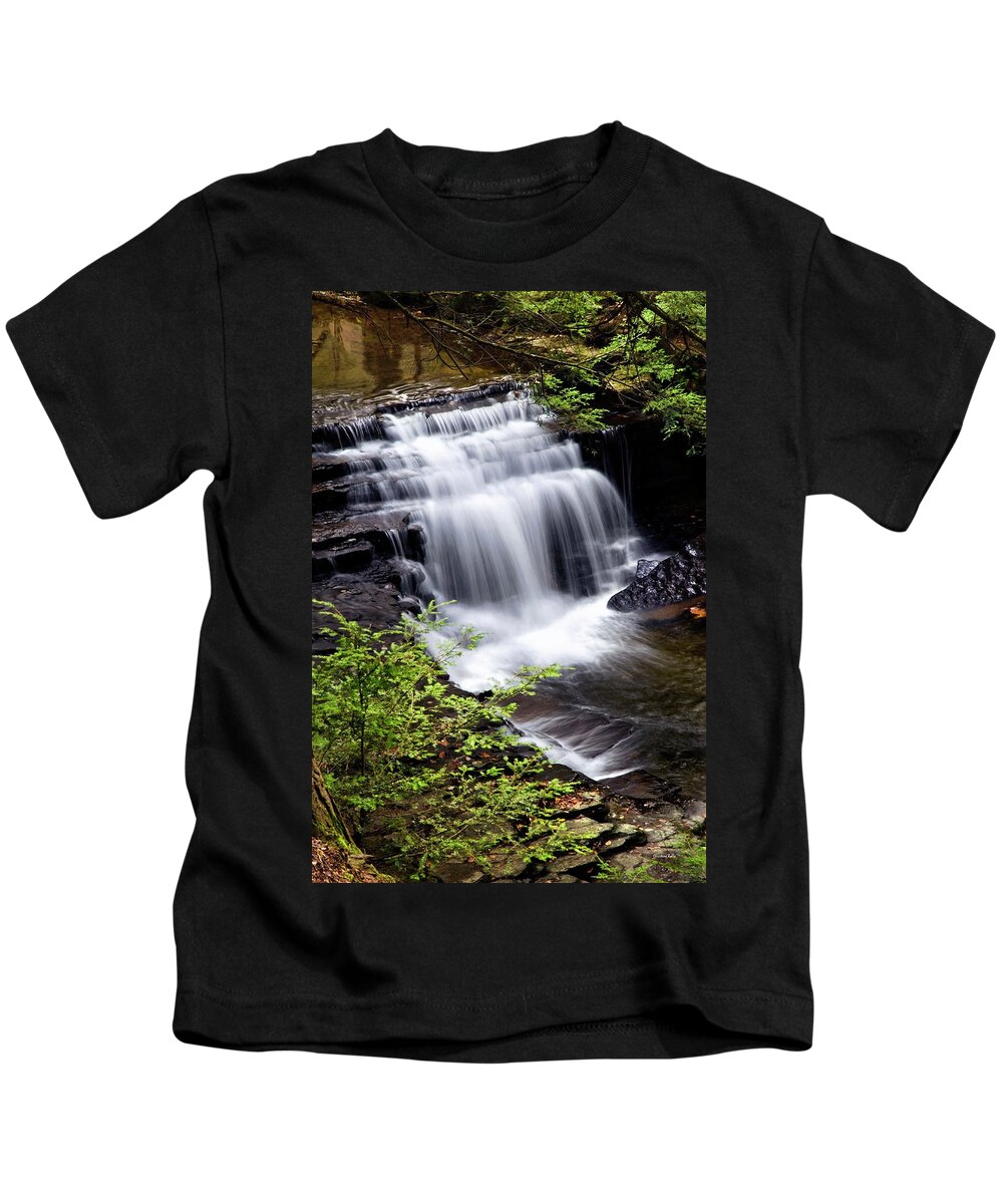Waterfall Kids T-Shirt featuring the photograph Cascading Waterfall by Christina Rollo