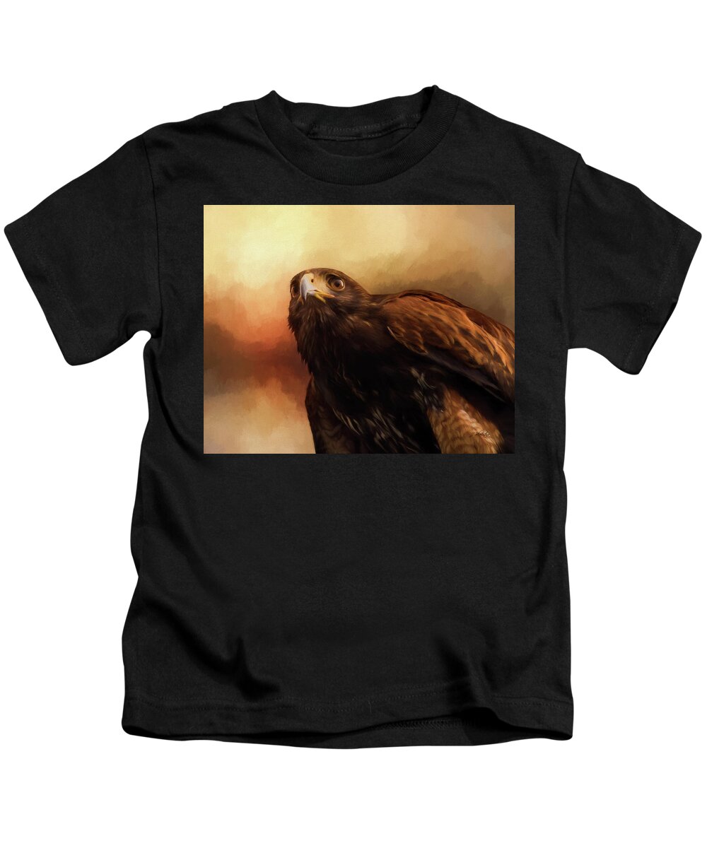 Whispers Of The Heart Kids T-Shirt featuring the painting Whispers Of The Heart - Hawk Art by Jordan Blackstone