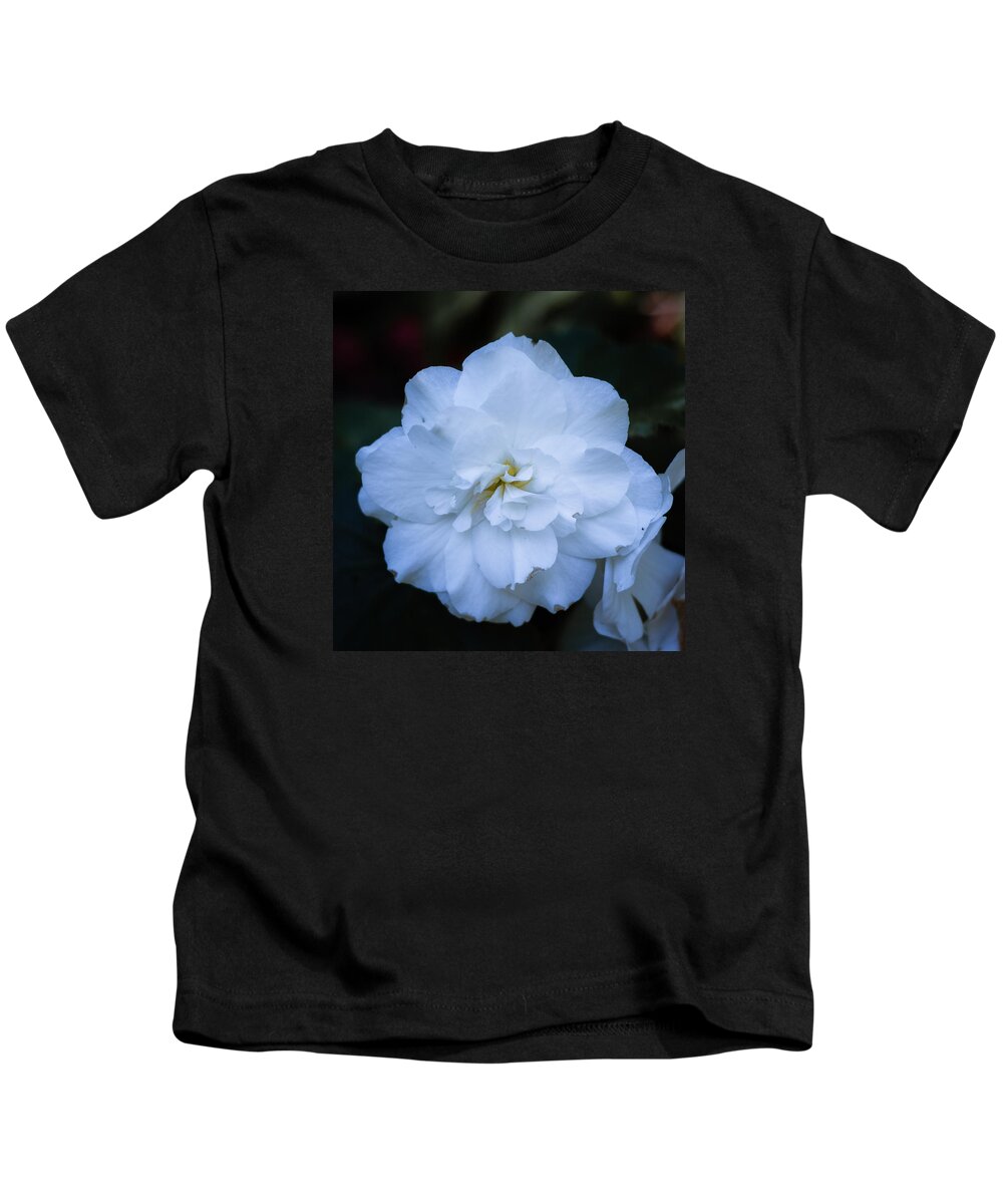 Bellingham Kids T-Shirt featuring the photograph White as Snow Begonia by Judy Wright Lott