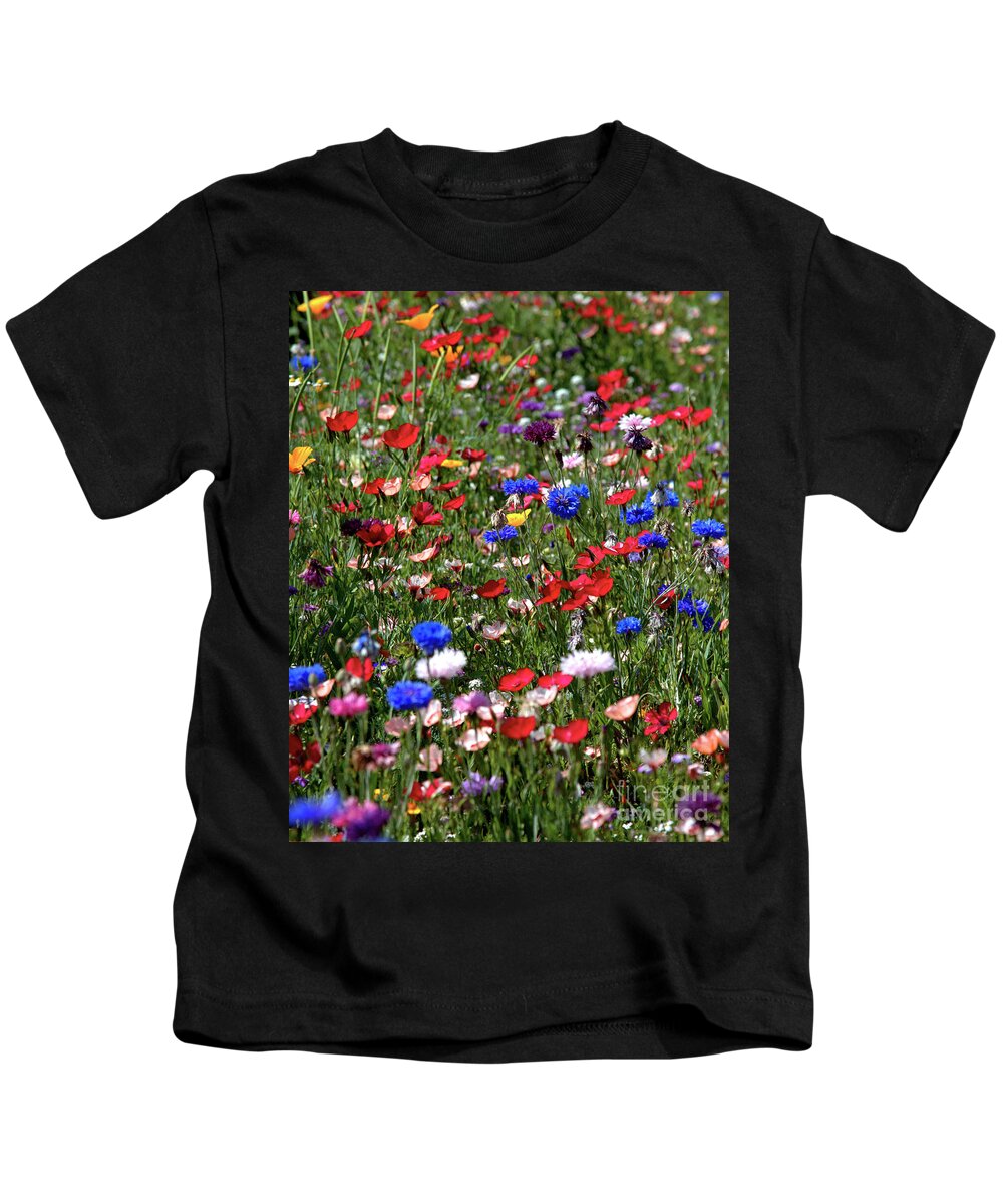 Flowers Kids T-Shirt featuring the photograph Wild Flower Meadow 2 by Stephen Melia