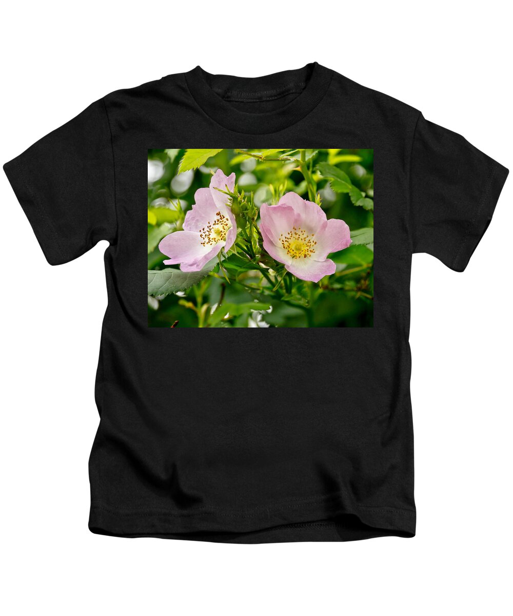 Wild Roses Kids T-Shirt featuring the photograph Wild Roses. Duo. by Elena Perelman