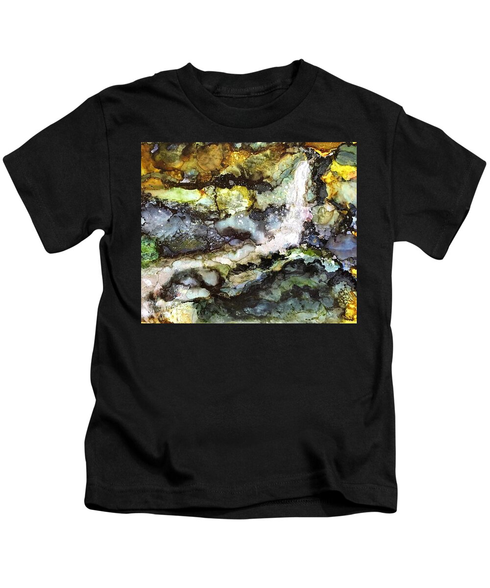 Waterfall Kids T-Shirt featuring the painting Wilderness Waterfall by Sandra Lee Scott