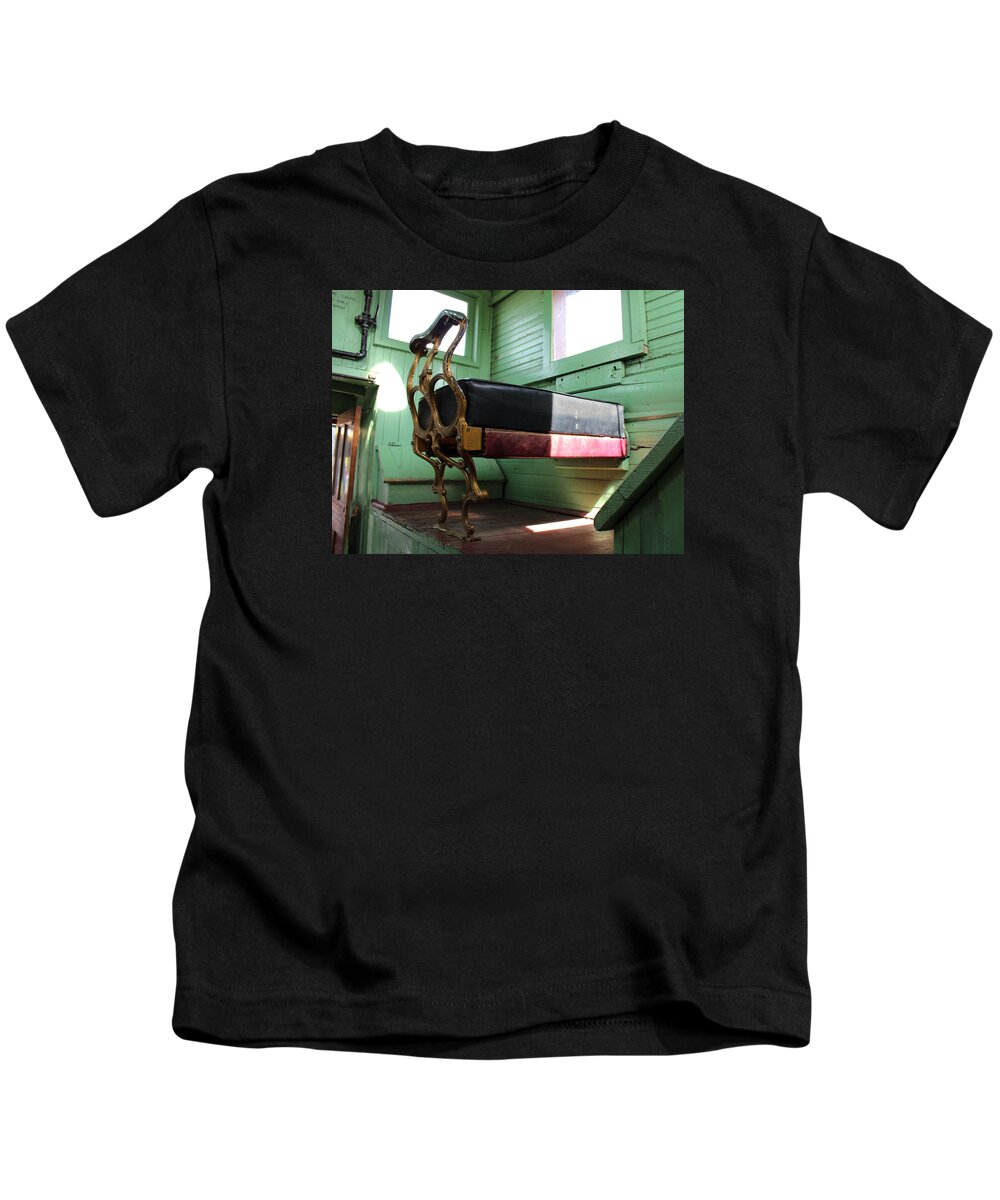 Train Kids T-Shirt featuring the photograph Window Seat by Lorraine Baum
