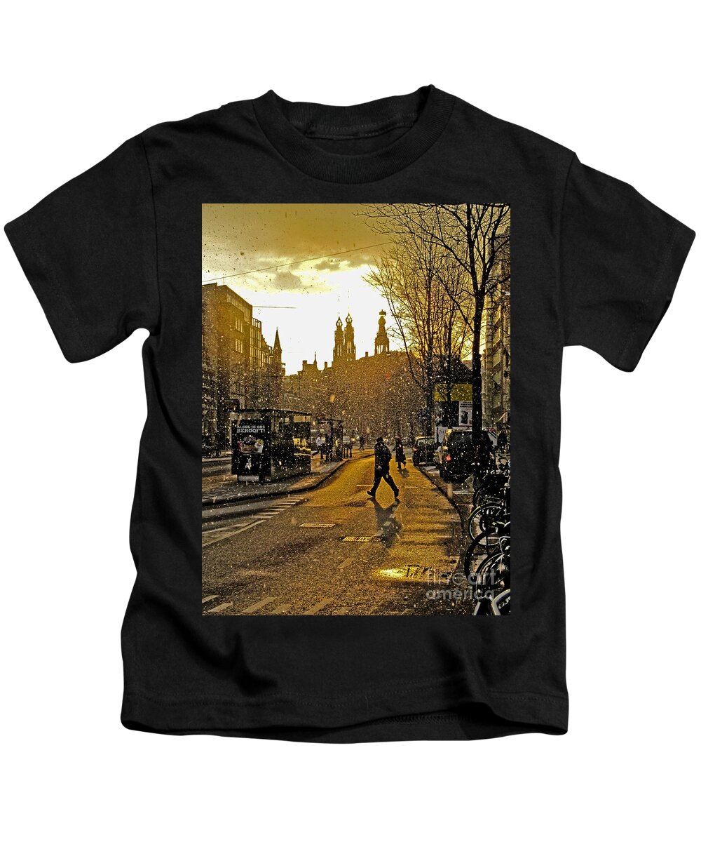 Amsterdam Kids T-Shirt featuring the photograph Winter in Amsterdam-1 by Casper Cammeraat