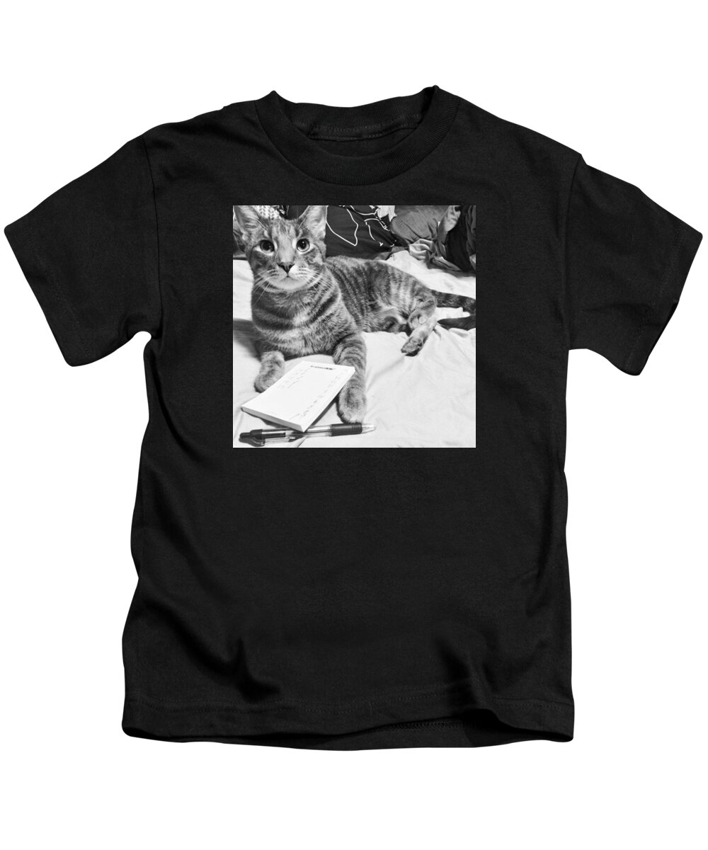 Cat Kids T-Shirt featuring the photograph Working Hard, Or Hardly Working? by Heather Snyder